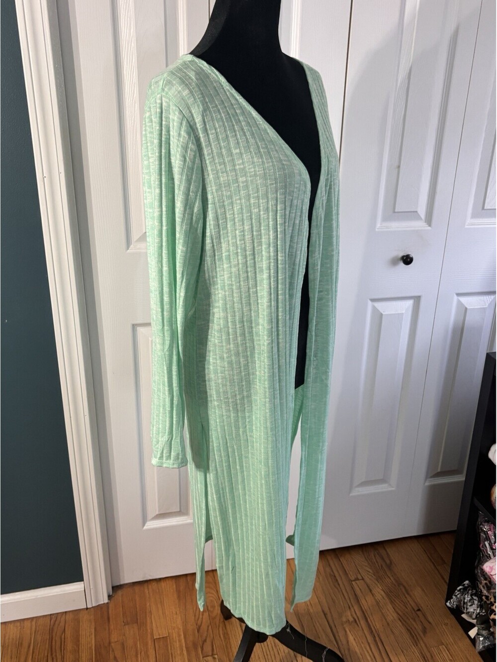 Impulsive long lightweight sweater open front cardigan xl mint green